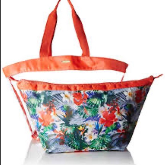 Jack & Missy Resort Collection 2 In 1 Tote Bag 27883 Clear Palm Floral Coral NEW - Picture 1 of 16